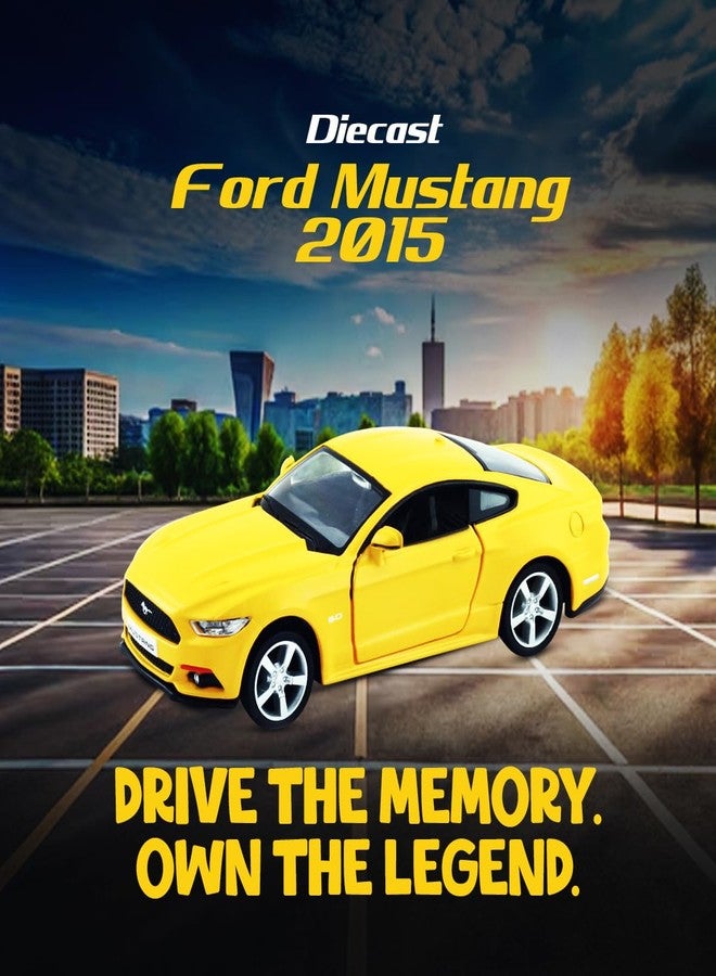 Rmz City 5 Inch Die Cast Ford 2015 Mustang Toy Car 1:37 Scale Model | Licensed Collectible Vehicle with Opening Doors & Pullback Action | International Series for Kids & Car Lovers | Matt Yellow - Image 3